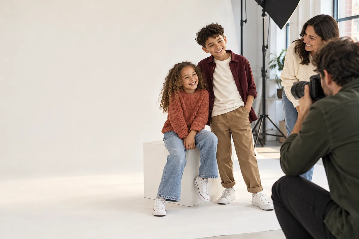 Children at a supervised commercial photography session