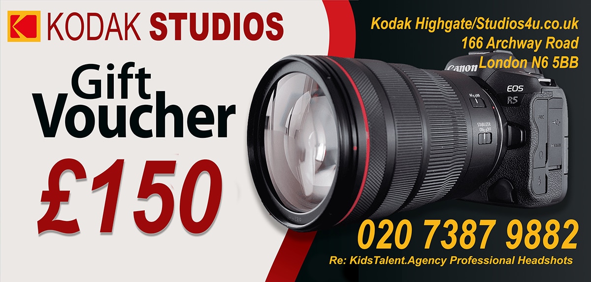 Kids Talent Agency £150 headshot studio gift voucher